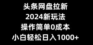 头条网盘拉新，2024新玩法，操作简单0成本，小白轻松日入1000+-创业资源网