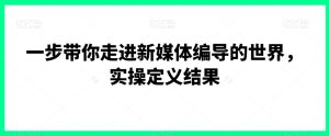 一步带你走进新媒体编导的世界,实操定义结果-创业资源网