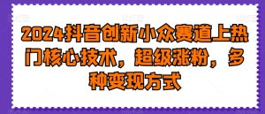 2024抖音创新小众赛道上热门核心技术,超级涨粉,多种变现方式【揭秘】-创业资源网