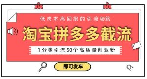 淘宝拼多多电商平台截流创业粉,只需要花上1分钱,长尾流量至少给你引流50粉-创业资源网