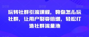 玩转社群引流课程，教你怎么玩社群，让用户裂变倍增，轻松打造社群流量池-创业资源网