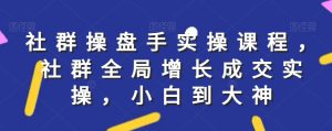 社群实操课程,社群全局增长成交实操,小白到大神-创业资源网