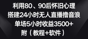 利用80、90后怀旧心理，搭建24小时无人直播撸音浪，单场5小时收益3500+【揭秘】-创业资源网