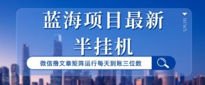 蓝海项目最新半挂机微信文章矩阵运行每天到账三位数-创业资源网