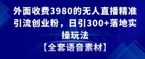 外面收费3980的无人直播精准引流创业粉,日引300+落地实操玩法【全套语音素材】【揭秘】-创业资源网
