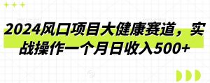 2024风口项目大健康赛道，实战操作一个月日收入500+-创业资源网