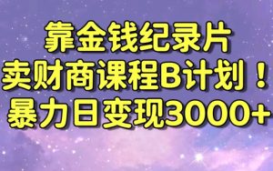 财经纪录片联合财商课程的变现策略，暴力日变现3000+，喂饭级别教学【揭秘】-创业资源网