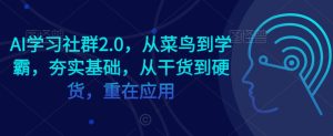 AI学习社群2.0,从菜鸟到学霸,夯实基础,从干货到硬货,重在应用-创业资源网