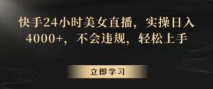快手24小时美女直播,实操日入4000+,不会违规,轻松上手-创业资源网