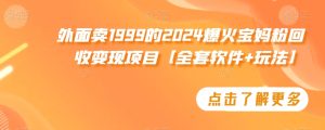 外面卖1999的2024爆火宝妈粉回收变现项目【全套软件+玩法】【揭秘】-创业资源网