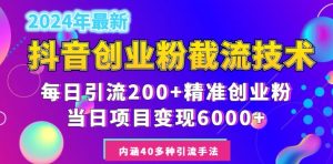 2024年抖音截流创业粉每天200+,当天私域变现6000+-创业资源网