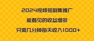 2024视频号剧集推广,能看见的收益增多,只需几分钟每天收入1000+-创业资源网