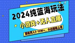 2024纯蓝海玩法,小游戏+无人直播单号单日收益2000+,快速变现-创业资源网