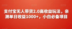 支付宝无人带货2.0高收益玩法，亲测单日收益1000+，小白必备项目【揭秘】-创业资源网