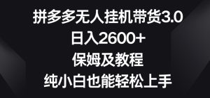 拼多多无人挂机带货3.0高收益玩法,日入2600+,保姆及教程,纯小白也能轻松上手-创业资源网