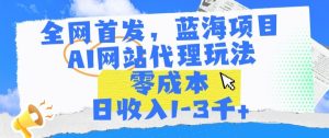 全网首发,蓝海项目,AI网站代理玩法,零成本日收入1-3千+【揭秘】-创业资源网