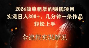 2024简单粗暴的赚钱项目,实测日入300+,几分钟一条作品,轻松上手【揭秘】-创业资源网