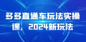 多多直通车玩法实操课，2024新玩法-创业资源网