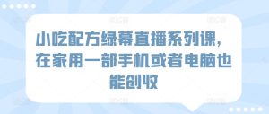 小吃配方绿幕直播系列课,在家用一部手机或者电脑也能创收-创业资源网