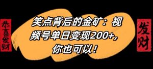 笑点背后的金矿:视频号单日变现200+,你也可以-创业资源网