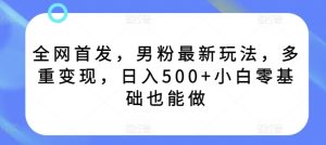 全网首发，男粉最新玩法，多重变现，日入500+小白零基础也能做-创业资源网