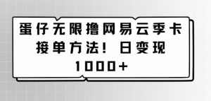 蛋仔无限撸网易云季卡接单方法！日变现1000+-创业资源网