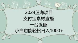 2024年蓝海项目,支付宝素材直播,无需出境,小白也能日入1000+ ,实操教程【揭秘】-创业资源网