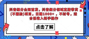 全网首发，抖音细分领域直播带货(不露脸)项目，日赚1000+ ，不封号，适合低收入新手操作-创业资源网