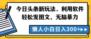 今日头条新玩法，利用软件轻松发图文、无脑暴力，懒人小白日入300+-创业资源网