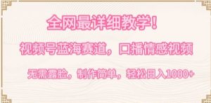 全网最详细教学，视频号蓝海赛道，口播情感视频，无需露脸，制作简单，轻松实现日入1000+【揭秘】-创业资源网