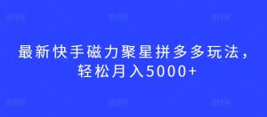 最新快手磁力聚星拼多多玩法,轻松月入5000+【揭秘】-创业资源网