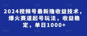2024视频号最新撸收益技术,爆火赛道起号玩法,收益稳定,单日1000+-创业资源网