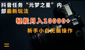 抖音任务“元梦之星”内部最新玩法，新手小白无脑操作，轻松月入10000+【揭秘】-创业资源网