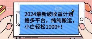 2024最新破收益计划撸多平台,纯纯搬运,小白轻松1000+【揭秘】-创业资源网