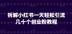 拆解小红书一天轻松引流几十个创业粉教程-创业资源网
