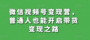 微信视频号变现营,普通人也能开启带货变现之路-创业资源网