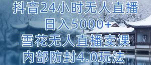 抖音24小时无人直播 日入5000+，雪花无人直播卖课，内部防封4.0玩法【揭秘】-创业资源网