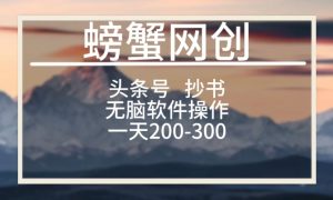 头条号新玩法，用软件抄书，无脑操作，一天搞个两三张-创业资源网