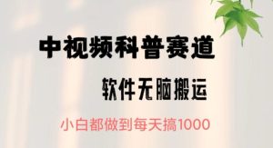 中视频科普赛道，无脑搬运，小白都做到每天搞1000-创业资源网