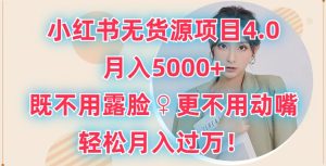小红书无货源项目4.0.月入5000+,既不用露脸,更不用动嘴,轻松月入过万-创业资源网