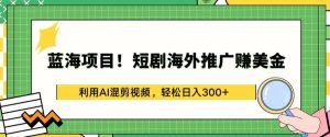 蓝海项目!短剧海外推广赚美金,利用AI混剪视频,轻松日入300+【揭秘】-创业资源网