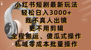 小红书短剧最新玩法,轻松日入3000+,既不真人出镜,更不用剪辑,全程搬运-创业资源网