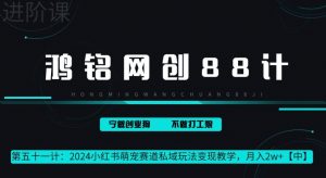鸿铭网创 88 计第 51 计:月赚 2w 的小红书萌宠赛道怎么做,这套课程教会你-创业资源网
