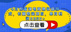 4月份蓝海电商撸收益技术，长期稳定项目，单月利润5000+【揭秘】-创业资源网