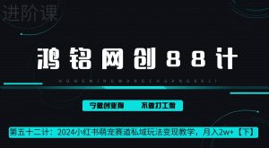 鸿铭网创88计第52计:2024小红书萌宠赛道私域玩法变现教学,月入2w+【下】-创业资源网