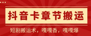 抖音卡章节搬运：短剧搬运术，百分百过抖，一比一搬运，只能安卓【揭秘】-创业资源网