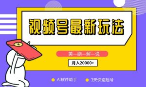视频号最新玩法,美剧解说,利用AI软件,3天起号,新手小白也能月入2万+【揭秘】-创业资源网