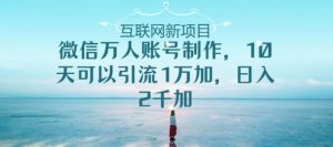 手机微信数万人账户制做,10天可以引流方法1万加日入2千加-创业资源网