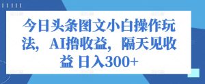 今日今日头条图文并茂新手实际操作游戏玩法，AI撸盈利，第二天见盈利 日入300-创业资源网