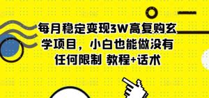 每月平稳转现3W高回购风水玄学新项目，新手也可以做没有任何限制 实例教程 销售话术-创业资源网